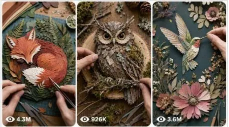 Layered Paper Craft & Natural Handmade Art