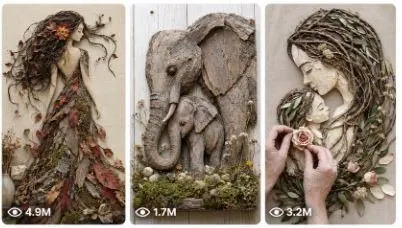 Viral Botanical Assemblage & Natural Material Relief Art