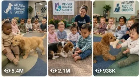 Preview still 1 of 1: Viral Tiny Puppy Chooses One Baby at Real American Animal Shelter